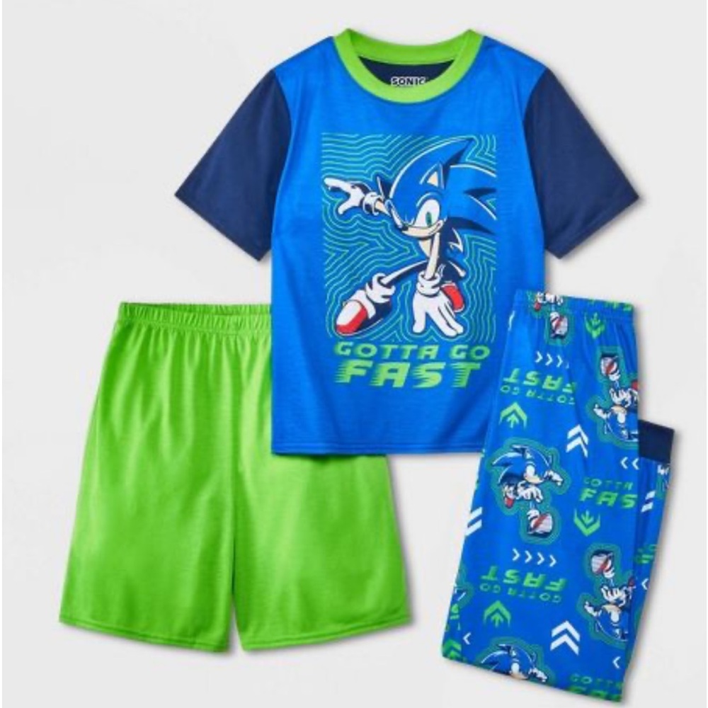 Boys' Sonic the Hedgehog 3pc Pajama Set - Blue